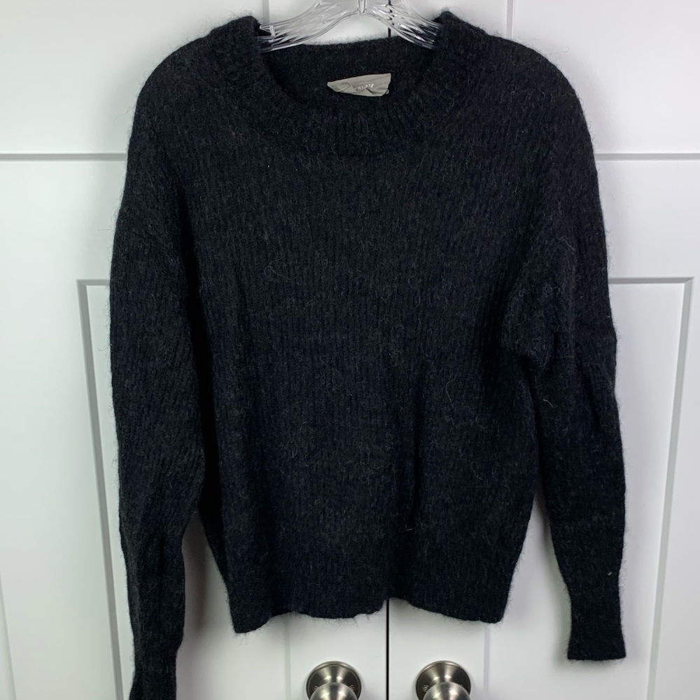 Everlane SMALL The Alpaca Crew Neck Sweater Wool Blend Charcoal Gray